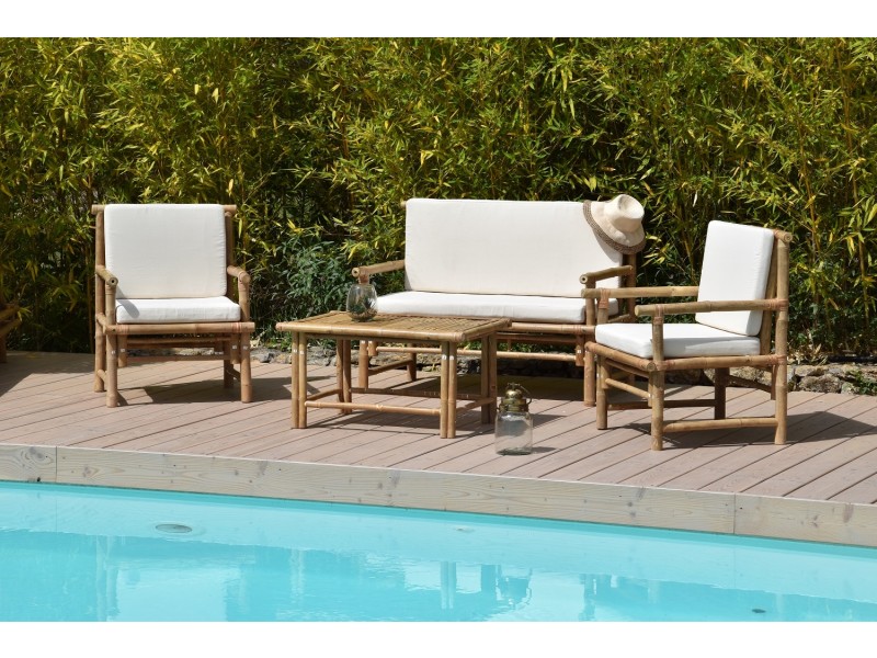 salon en bambou naturel 4 places