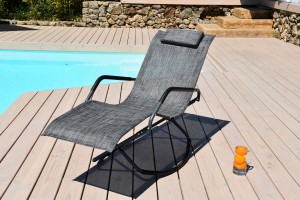 Transat pliant à bascule ELLYPSE chiné gris