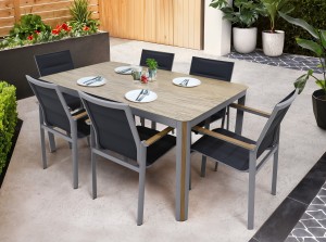 Table DETROIT aluminium imitation bois 