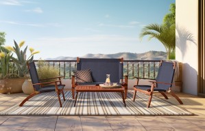 Salon de jardin Pliant en Bois d'acacia  PRIMAVERA 4 places