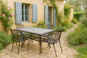 Ensemble: 1 Table de jardin Mosaique + 4 Chaises + 2 Fauteuils - collection MOZAIK