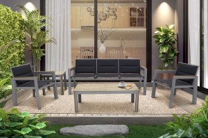 Salon bas de jardin en Aluminium 5 pcs - DETROIT