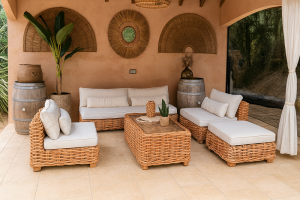 Salon en rotin Naturel KARTA          5 pièces 