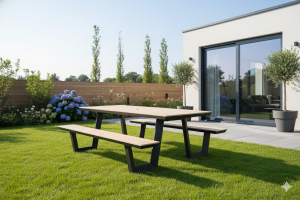 Table de Jardin avec Banc Effet Bois HONOLULU 200x175 cm