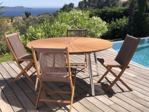 Table ronde Ø150 en Teck et Alu UBUD