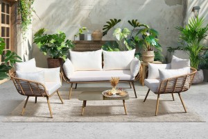 Salon de jardin bas 4 pcs tressé osier synthétique - MISSOURI