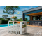 Ensemble mange-debout bar + 4 tabourets empilables HAWAI - Jardiline